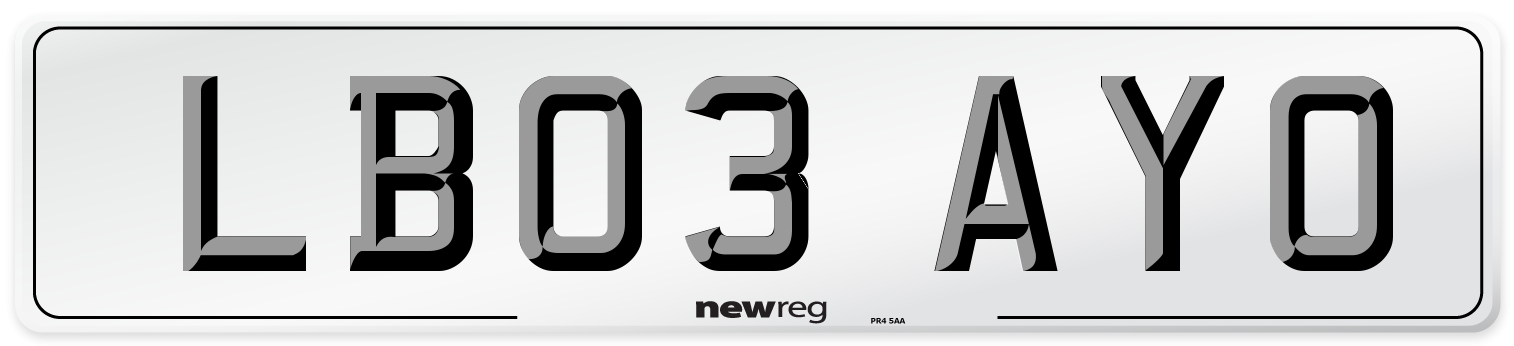 LB03 AYO Number Plate from New Reg
